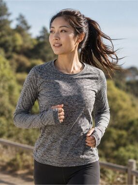 Nike Running Dri Fit Women's Long-Sleeve Black Gray Performance Athletic Top S